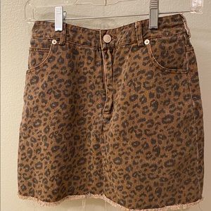Isabelle’s Cabinet- Cheetah Mini Denim Skirt